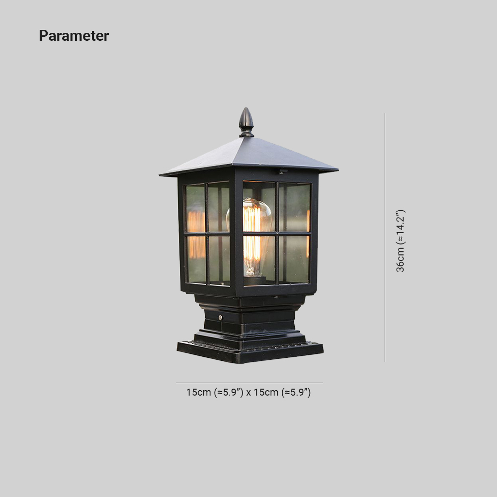 Alessio Modern Metal Glass Lantern LED Outdoor Light Post