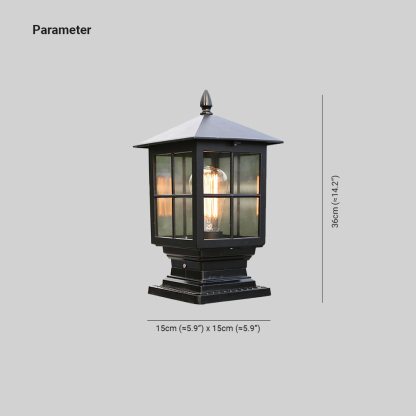 Alessio Modern Metal Glass Lantern LED Outdoor Light Post