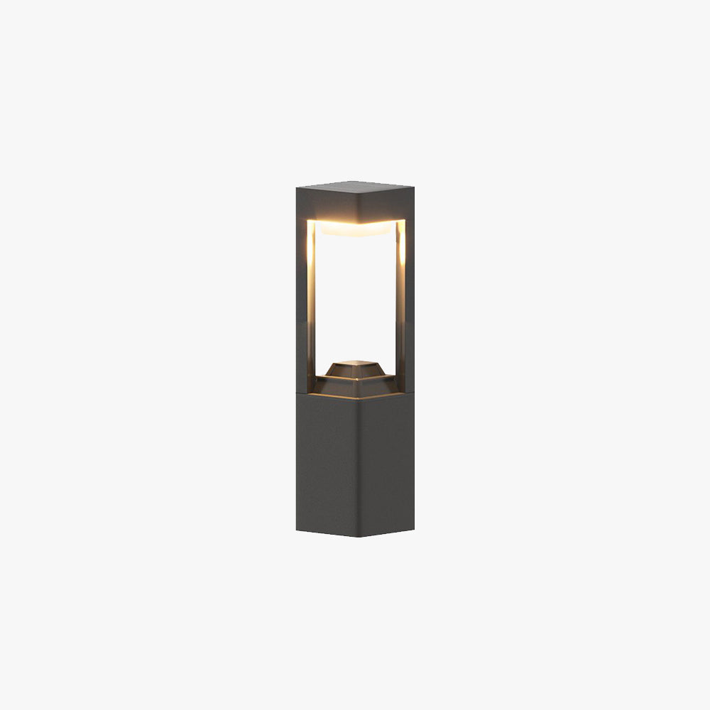 Pena Modern Rectangular Hollow Metal  Outdoor Bollard Light, Black