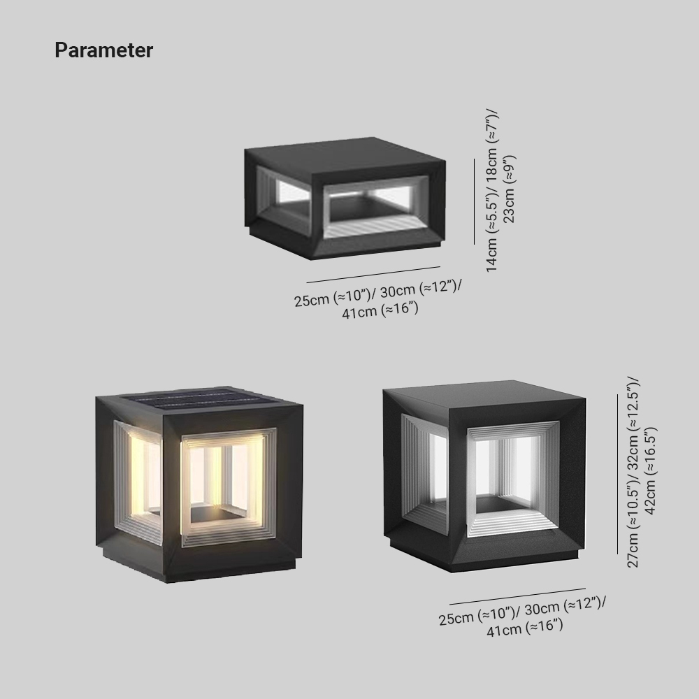 Riley Contemporary LED Cube Metal Outdoor Lamps, Black