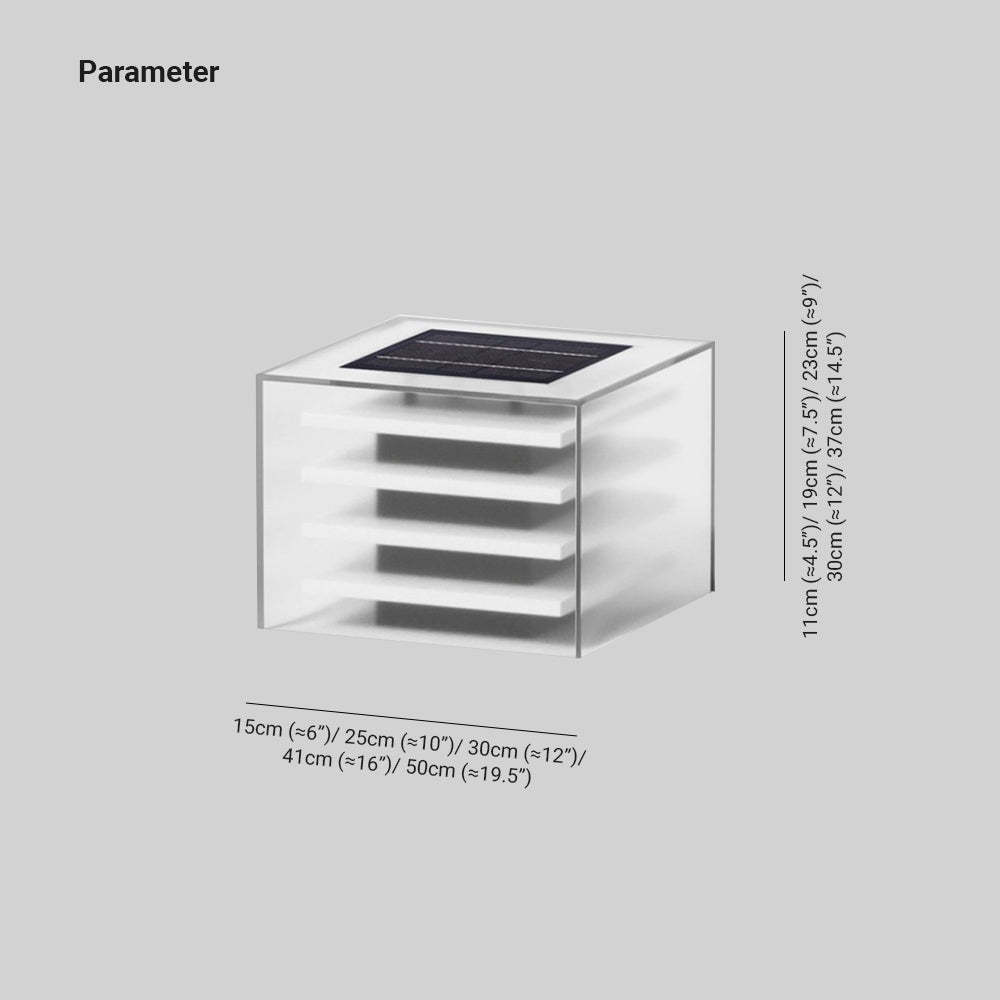 Riley Modern Rectangular Metal Acrylic Outdoor Solar Lamp, Black