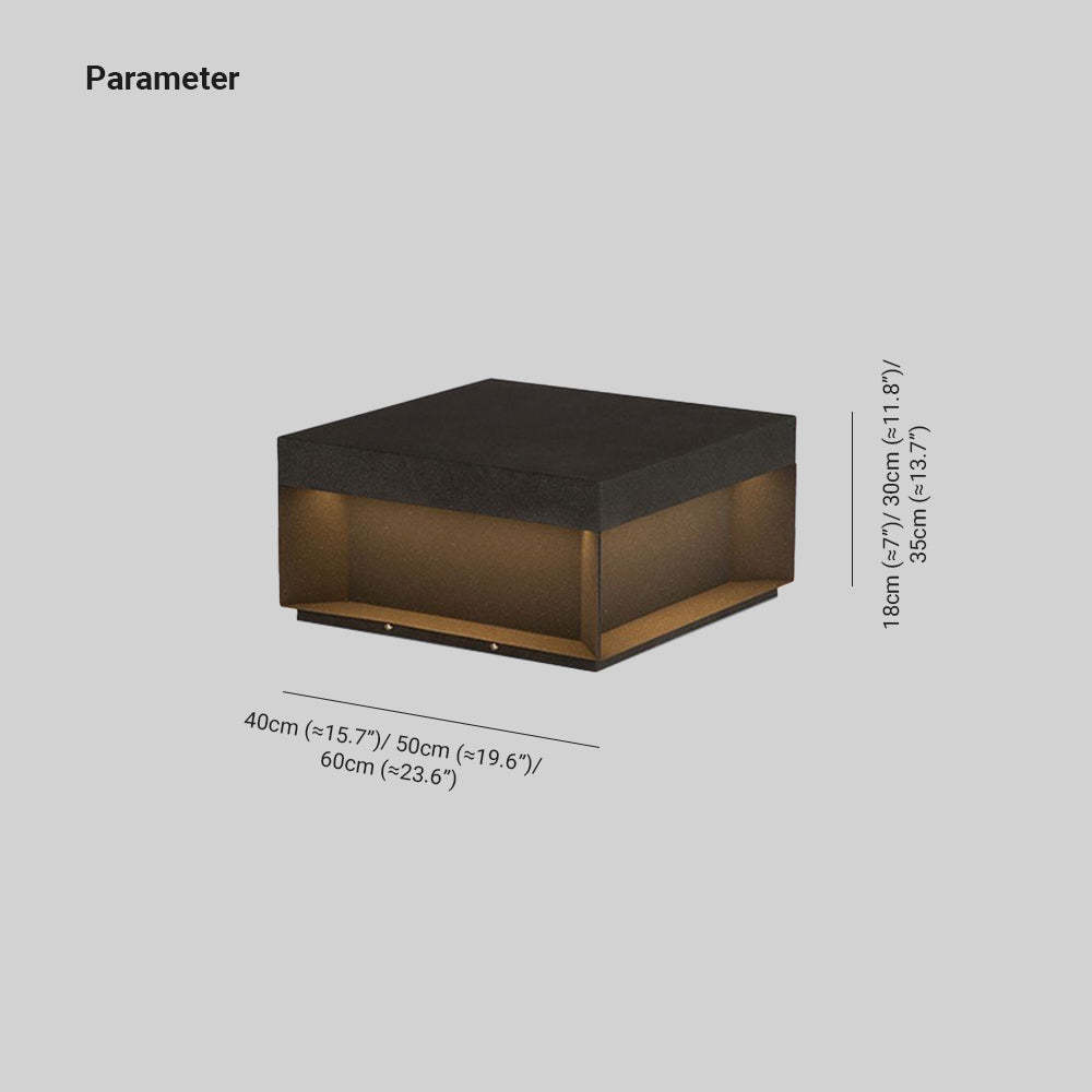 Riley Modern Square Metal Solar Outdoor Lamps Post, Black Gold