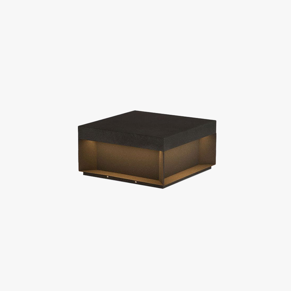 Riley Modern Square Metal Solar Outdoor Lamps Post, Black Gold