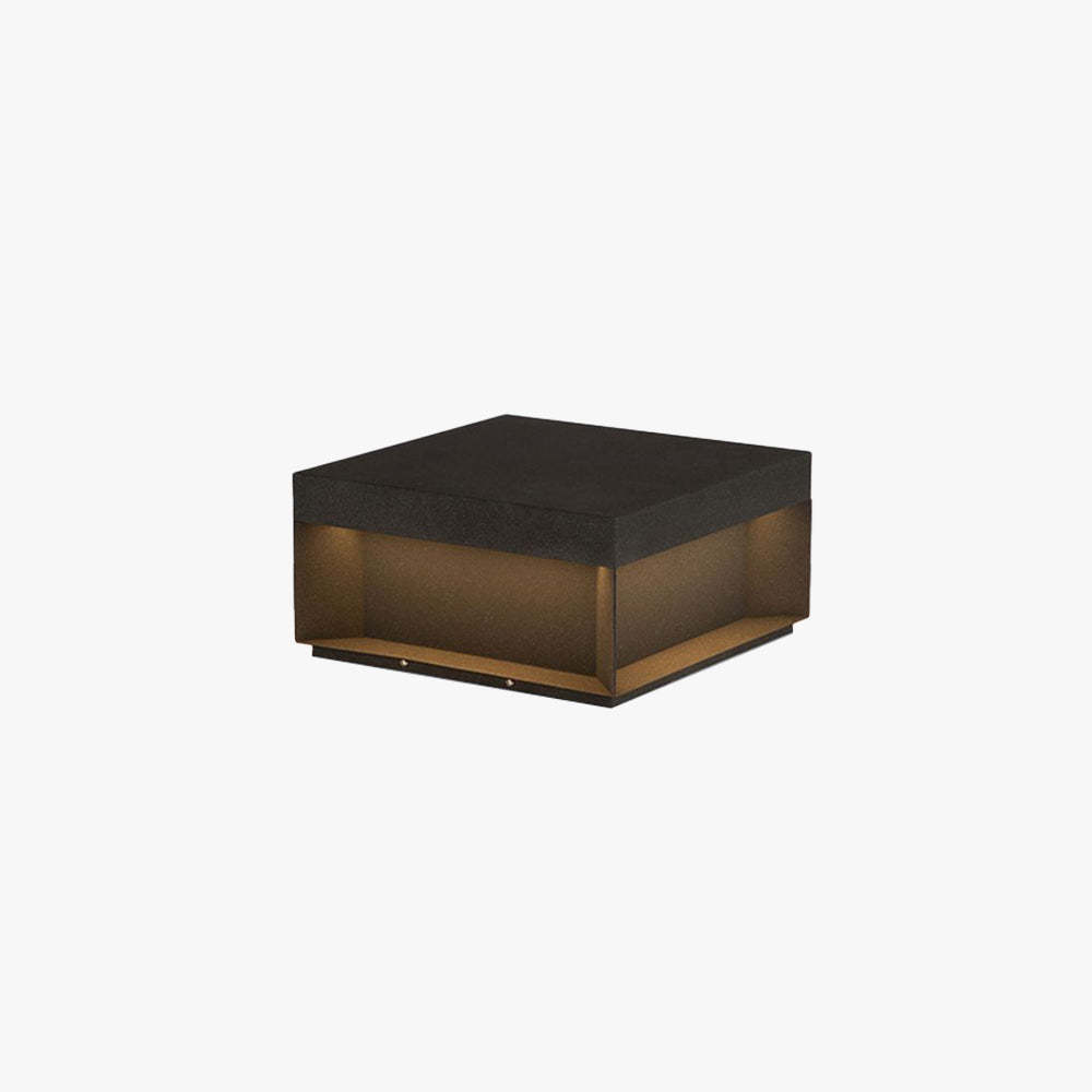 Riley Modern Square Metal Solar Outdoor Lamps Post, Black Gold