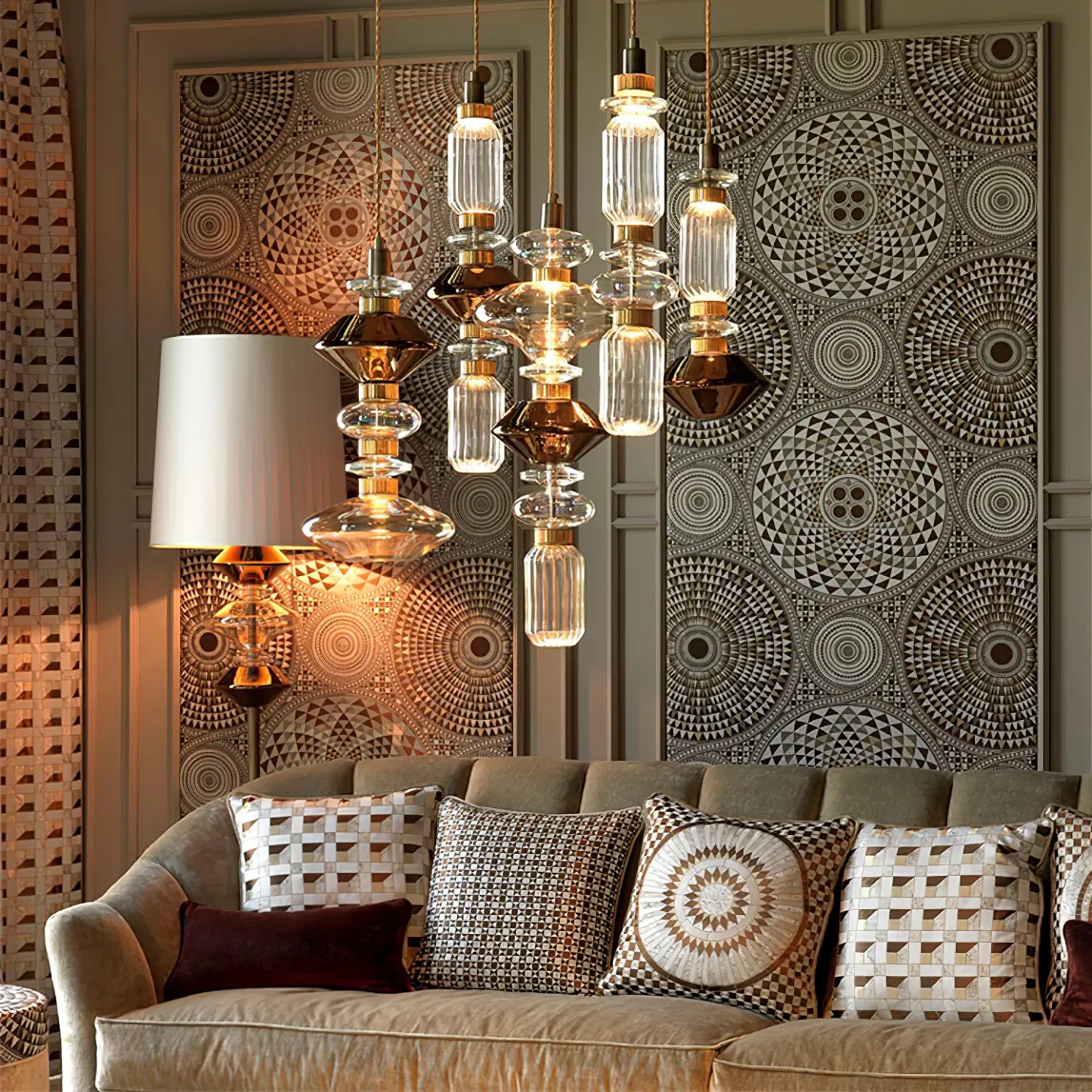 Alessio Vintage Metal Glass Pendant Light Bedroom Living Room