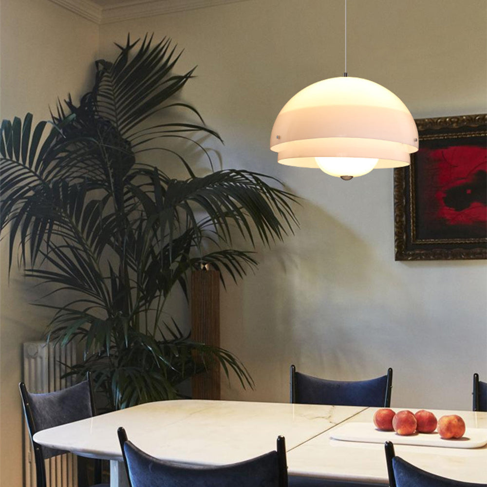 Bauhaus Nordic Pendant Light in a dining room setting with fruit