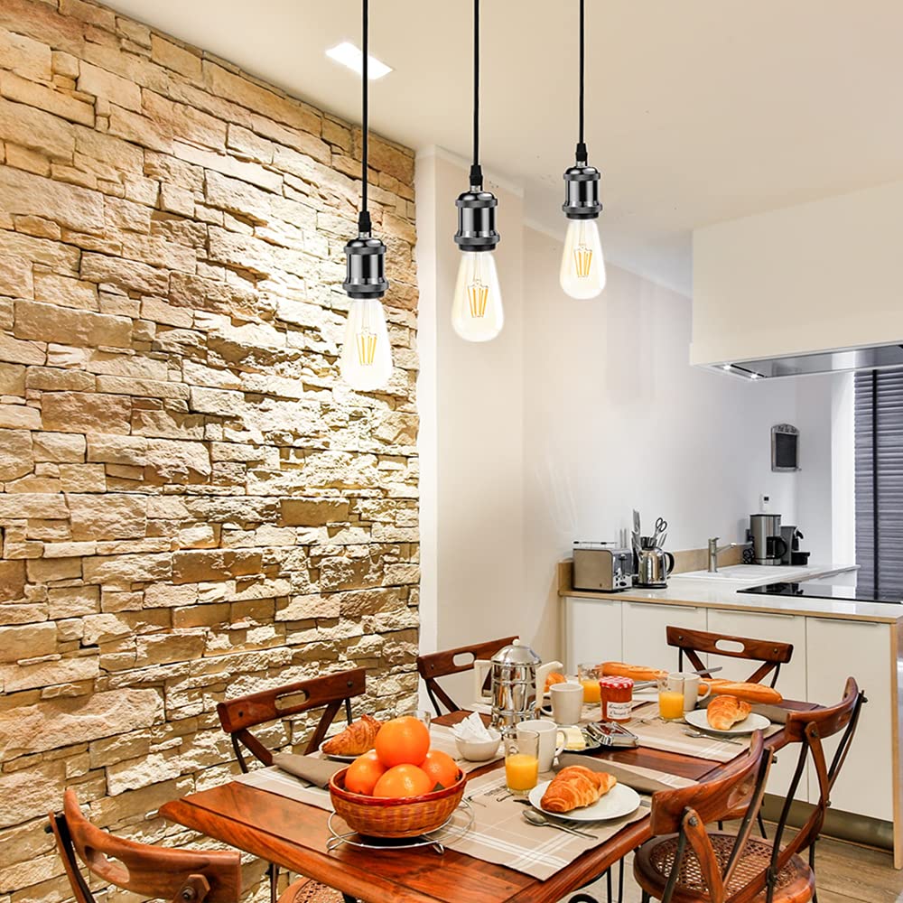 Dining room with Alessio Retro Pendant Lights.