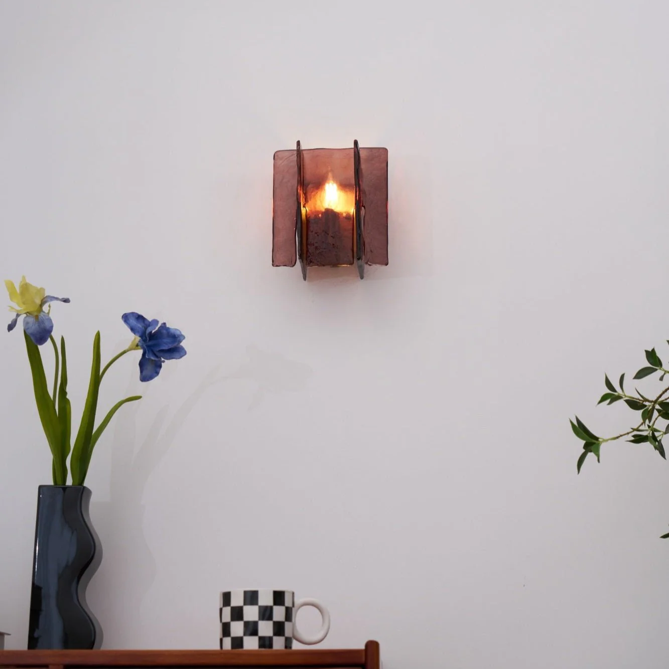 Byers Modern Square Metal Glass Wall Light Living Room Hallway