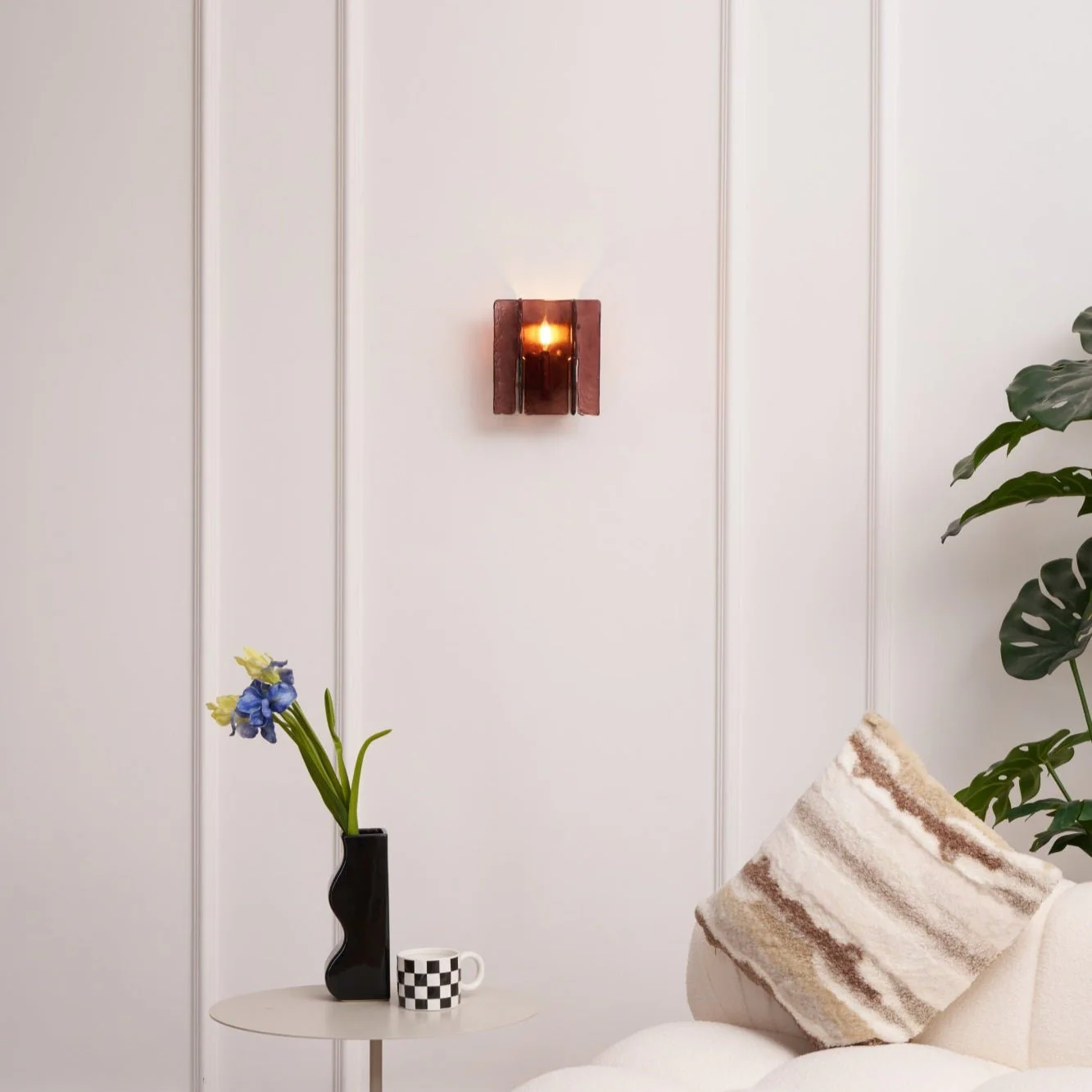 Byers Modern Square Metal Glass Wall Light Living Room Hallway