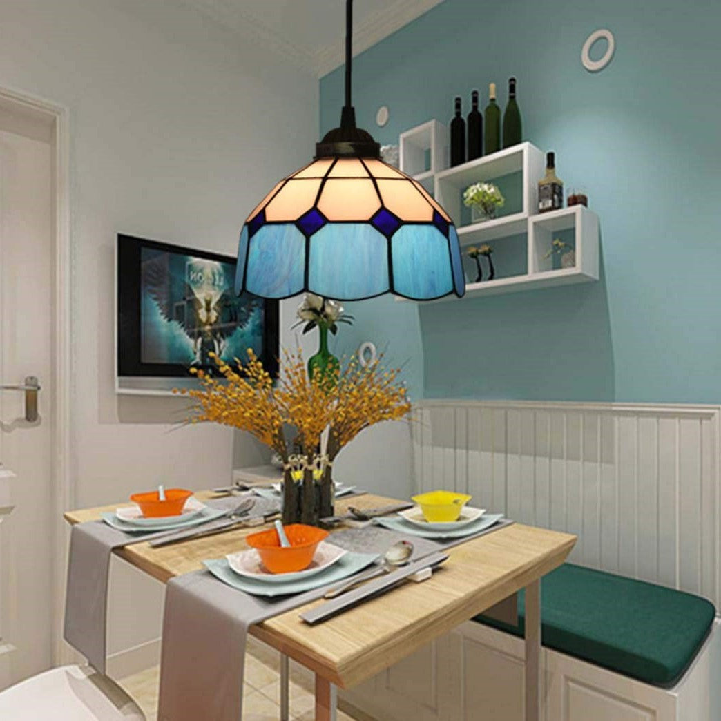 Eryn Dome Shade European Pendant Light Stained Glass Living Room