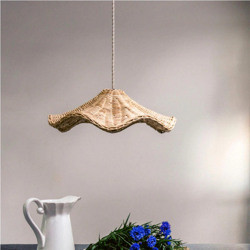 Ritta Classic Wave LED Pendant Light Rattan Dining Room/Living Room