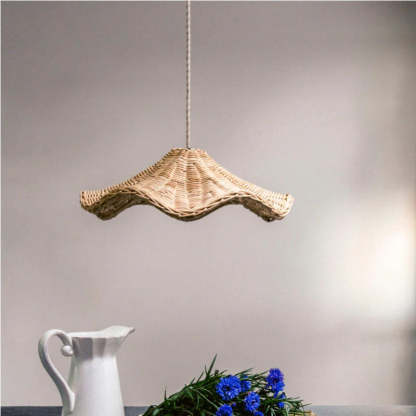 Ritta Classic Wave LED Pendant Light Rattan Dining Room/Living Room