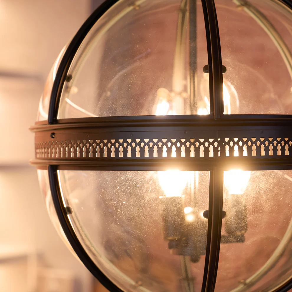 Alessio Vintage Glass Metal Black Pendant Light Dining Room Bedroom