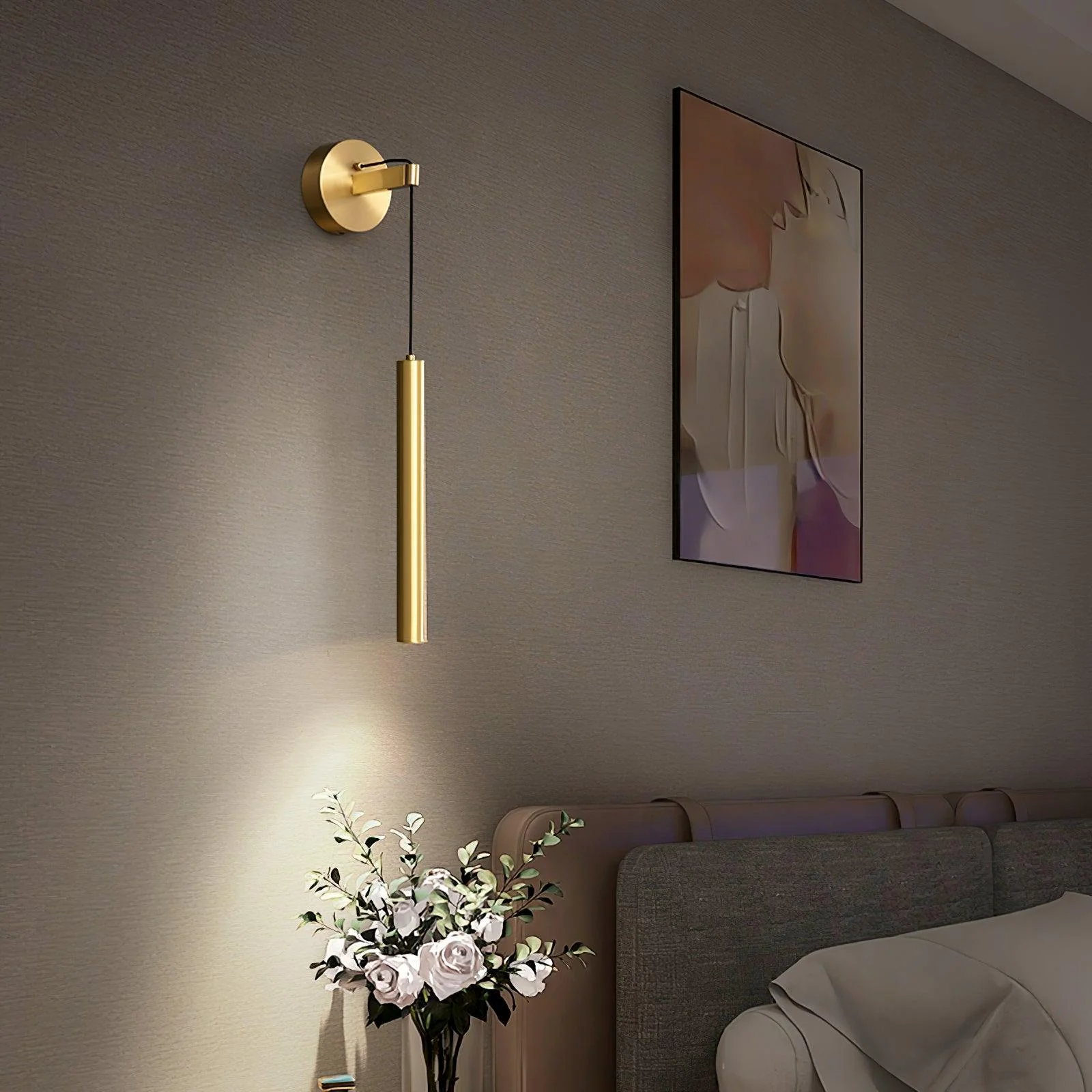 Edge Minimalism Unusual Metal Brass Wall Lamp Bedroom Bathroom