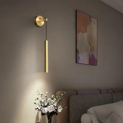 Edge Minimalism Unusual Metal Brass Wall Lamp Bedroom Bathroom