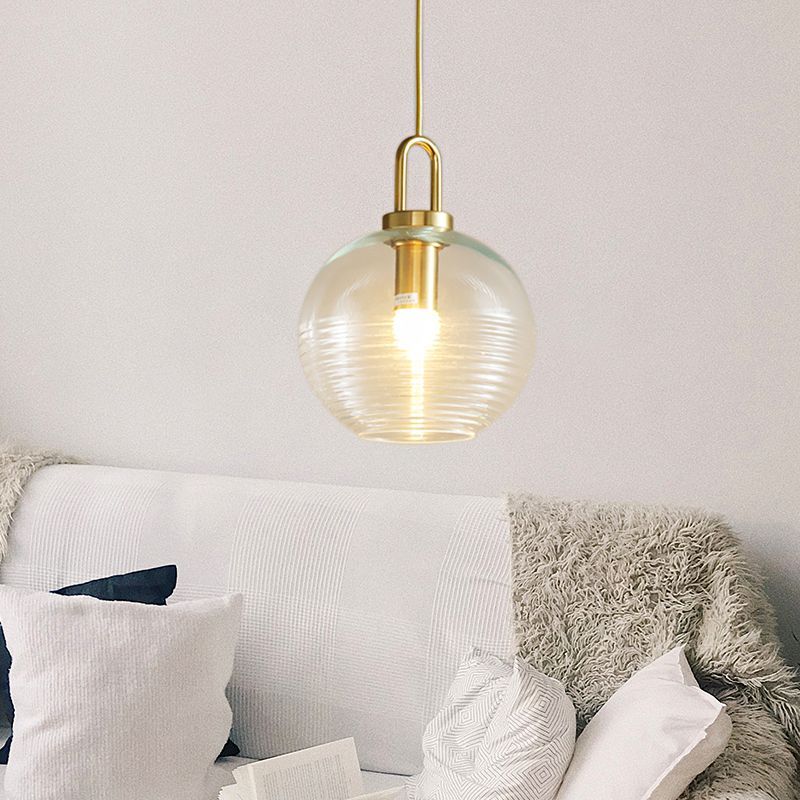 Sanna Modern Ribbed Clear Glass Pendant Light