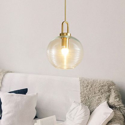Sanna Modern Ribbed Clear Glass Pendant Light