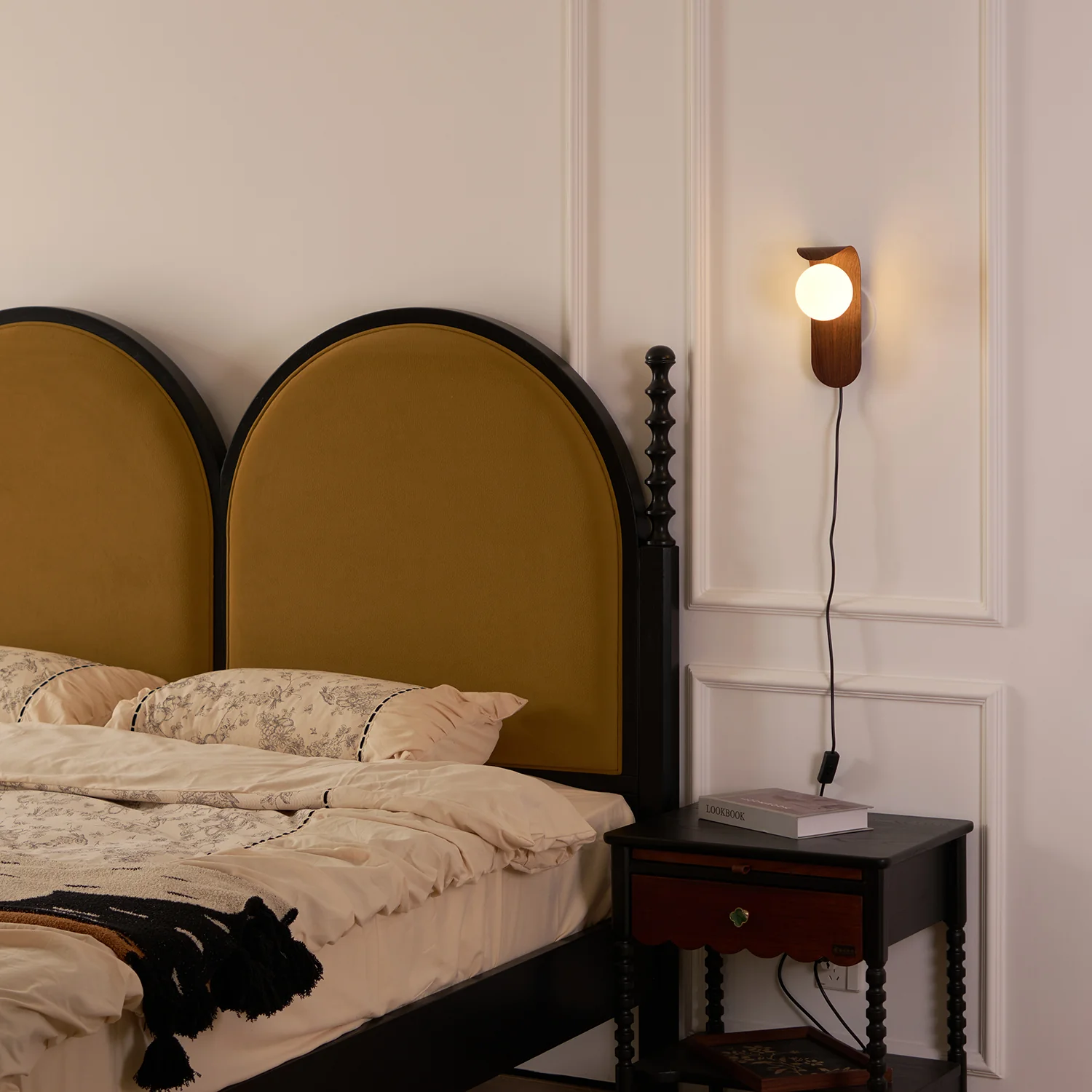 Muto Modern Walnut Wood Wall Lamp Bedroom Dining Room