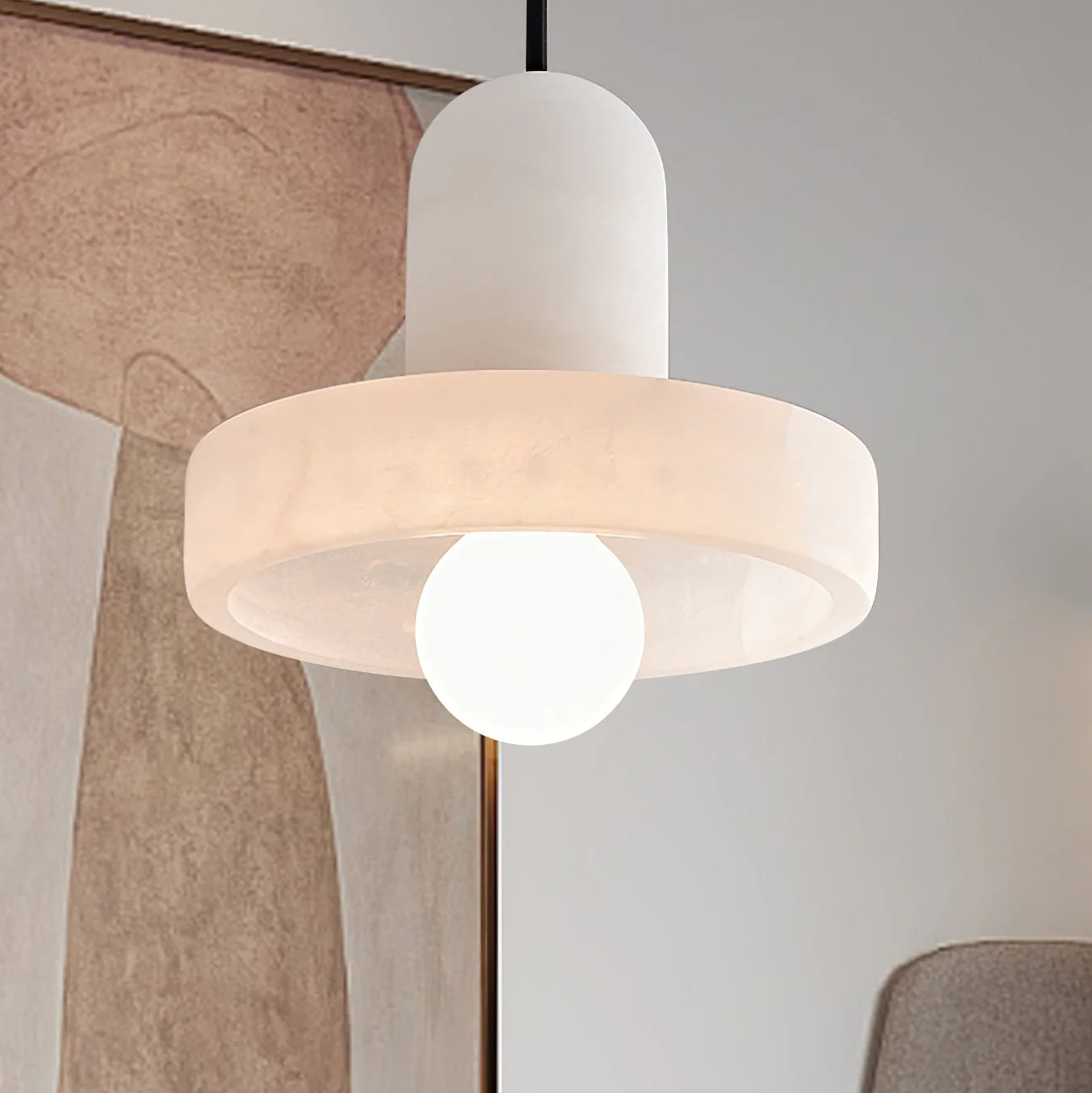 Hailie Sculptural Urban Alabaster Pendant Light Dining Room Bedroom