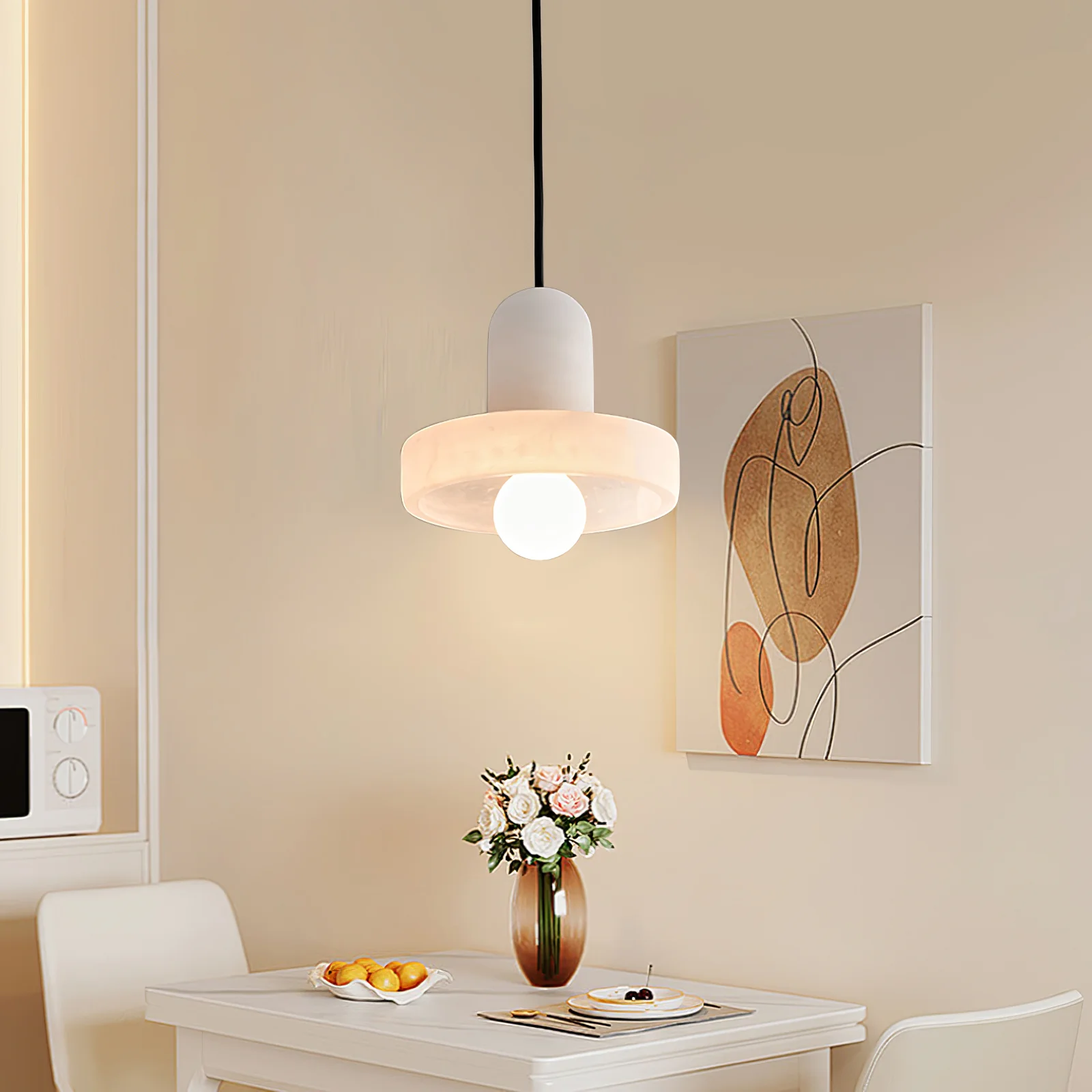 Hailie Sculptural Urban Alabaster Pendant Light Dining Room Bedroom
