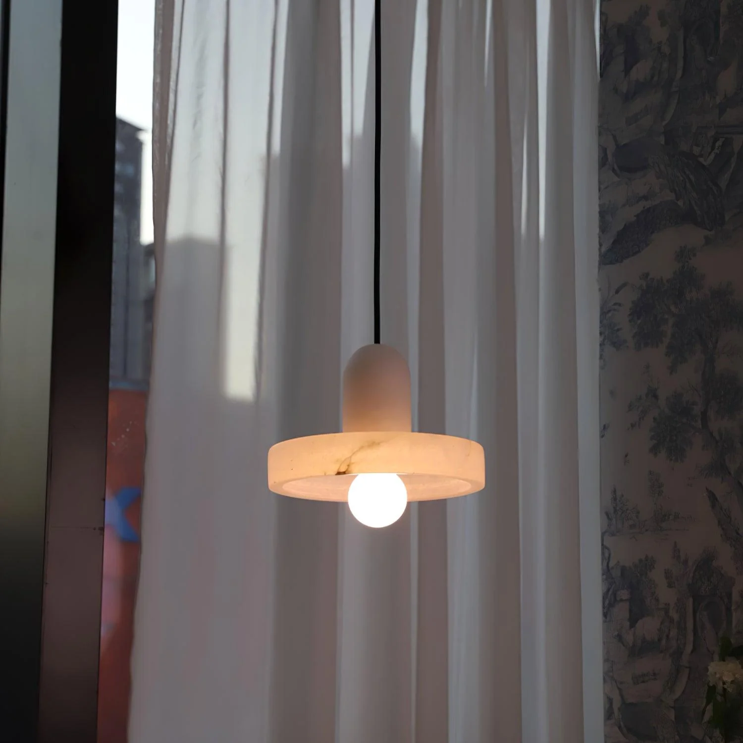 Hailie Sculptural Urban Alabaster Pendant Light Dining Room Bedroom