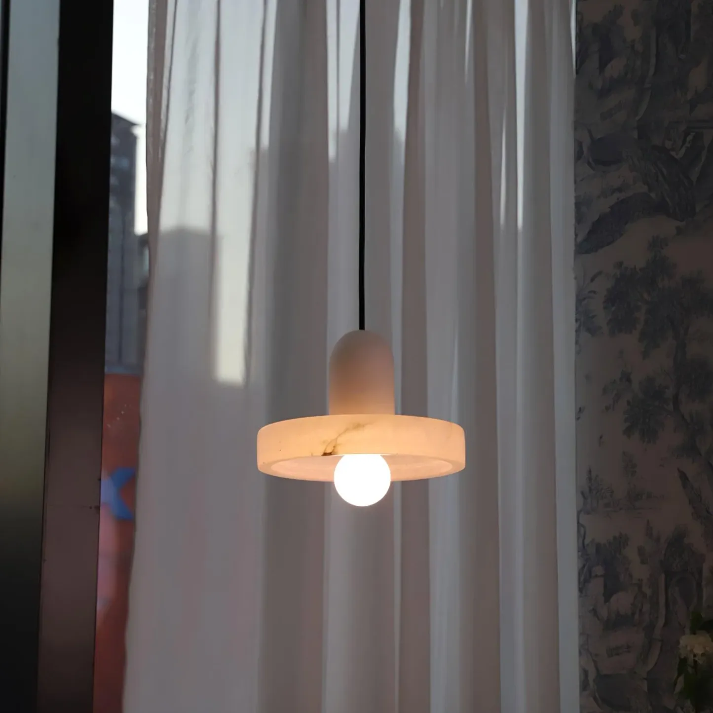 Hailie Sculptural Urban Alabaster Pendant Light Dining Room Bedroom