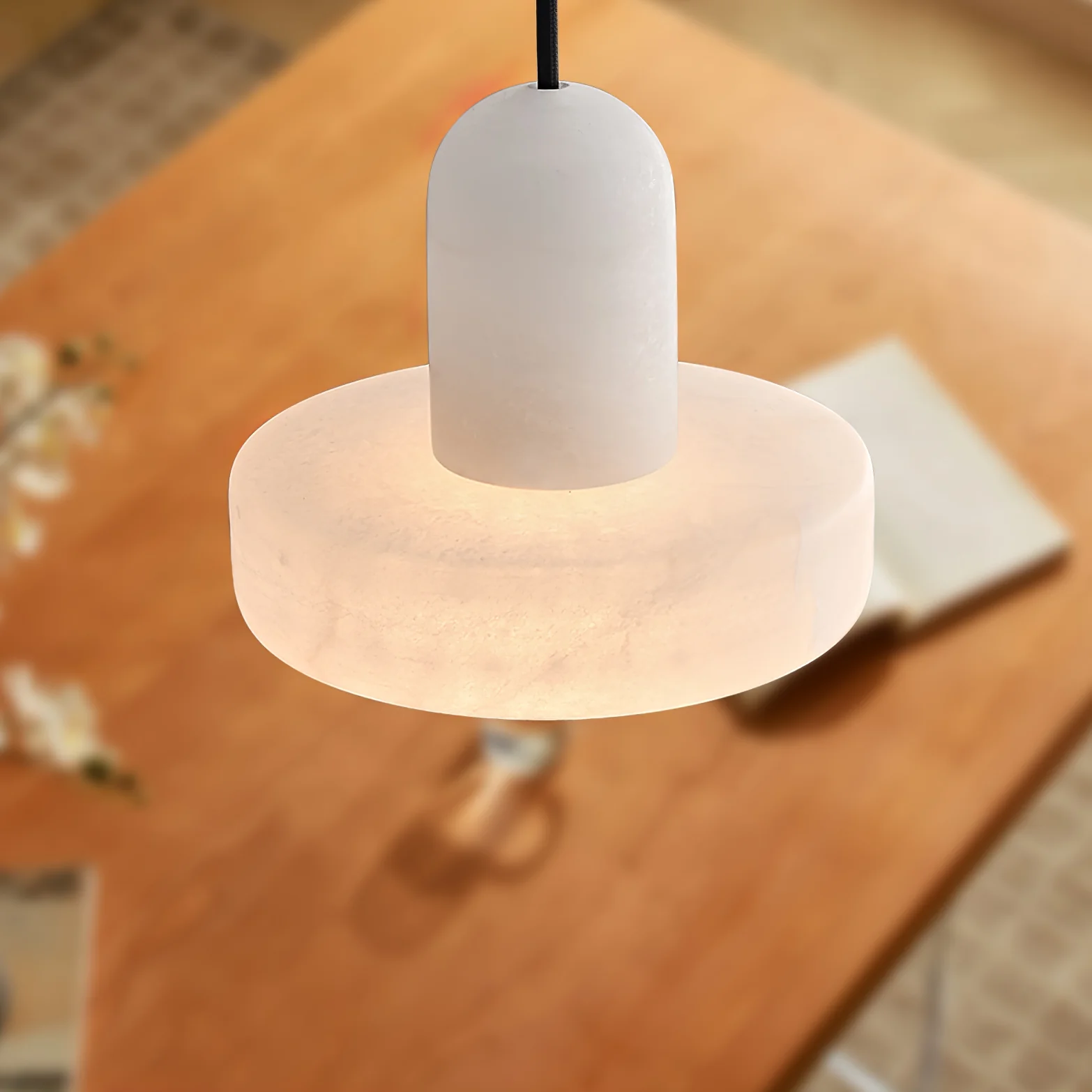 Hailie Sculptural Urban Alabaster Pendant Light Dining Room Bedroom