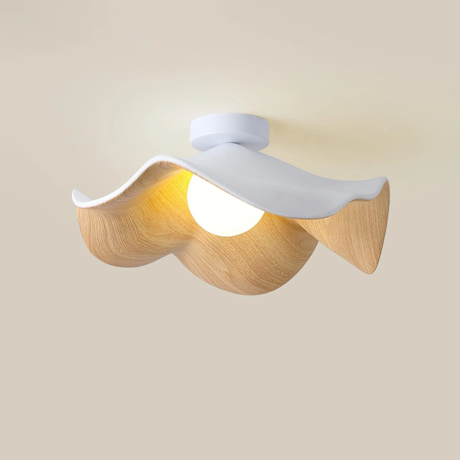 Carins Modern Unusual White Wood Ceiling Light Bedroom Dining Room