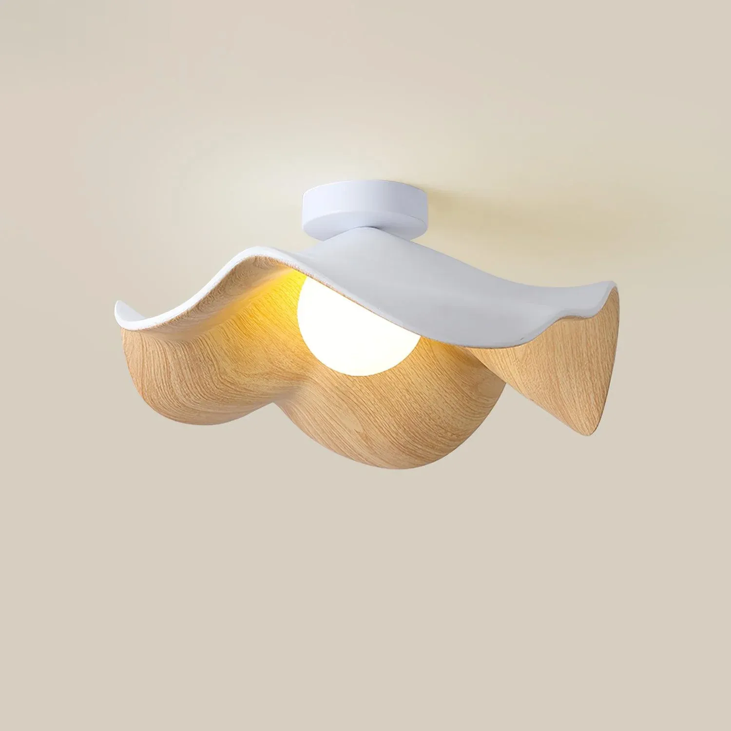 Carins Modern Unusual White Wood Ceiling Light Bedroom Dining Room