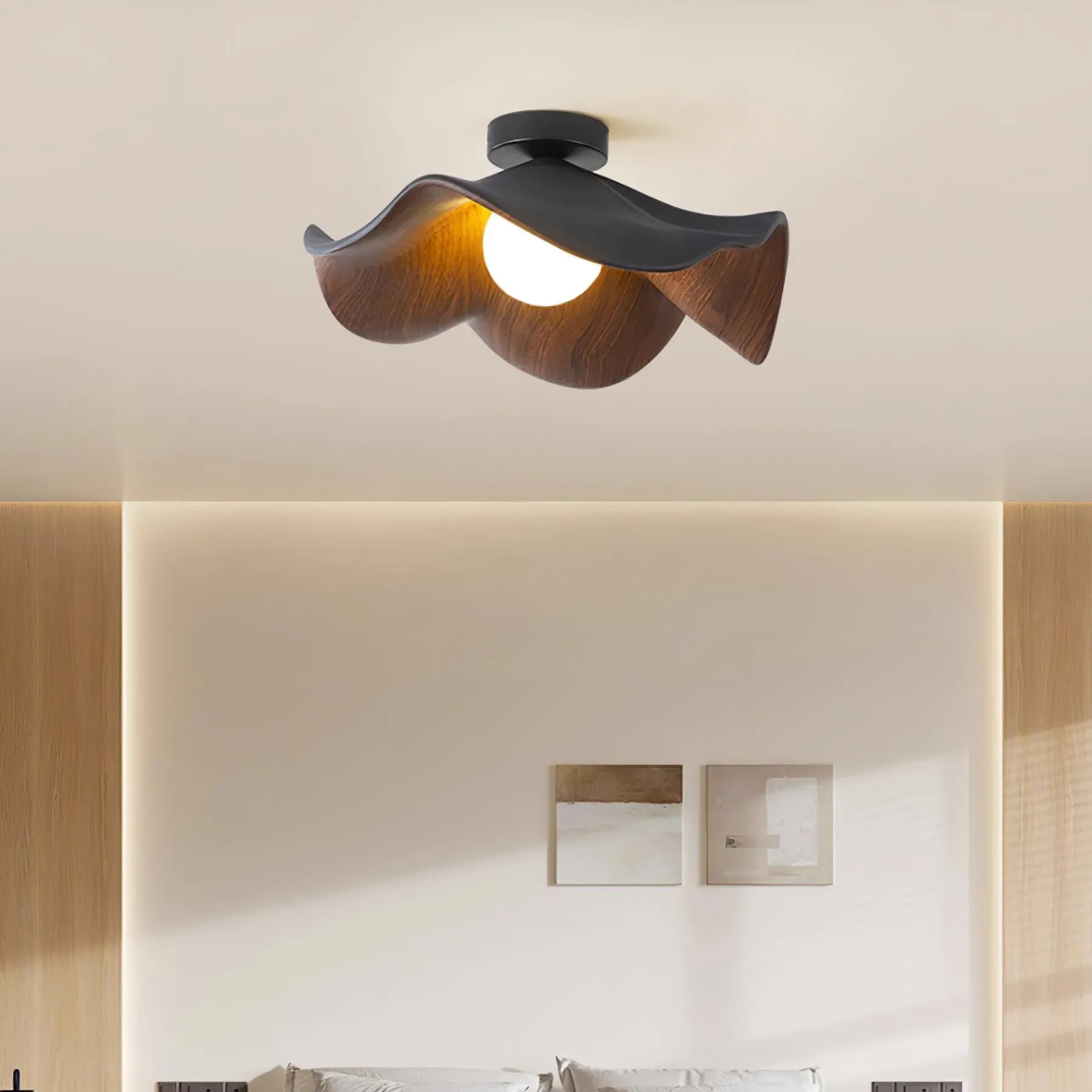 Carins Modern Unusual White Wood Ceiling Light Bedroom Dining Room