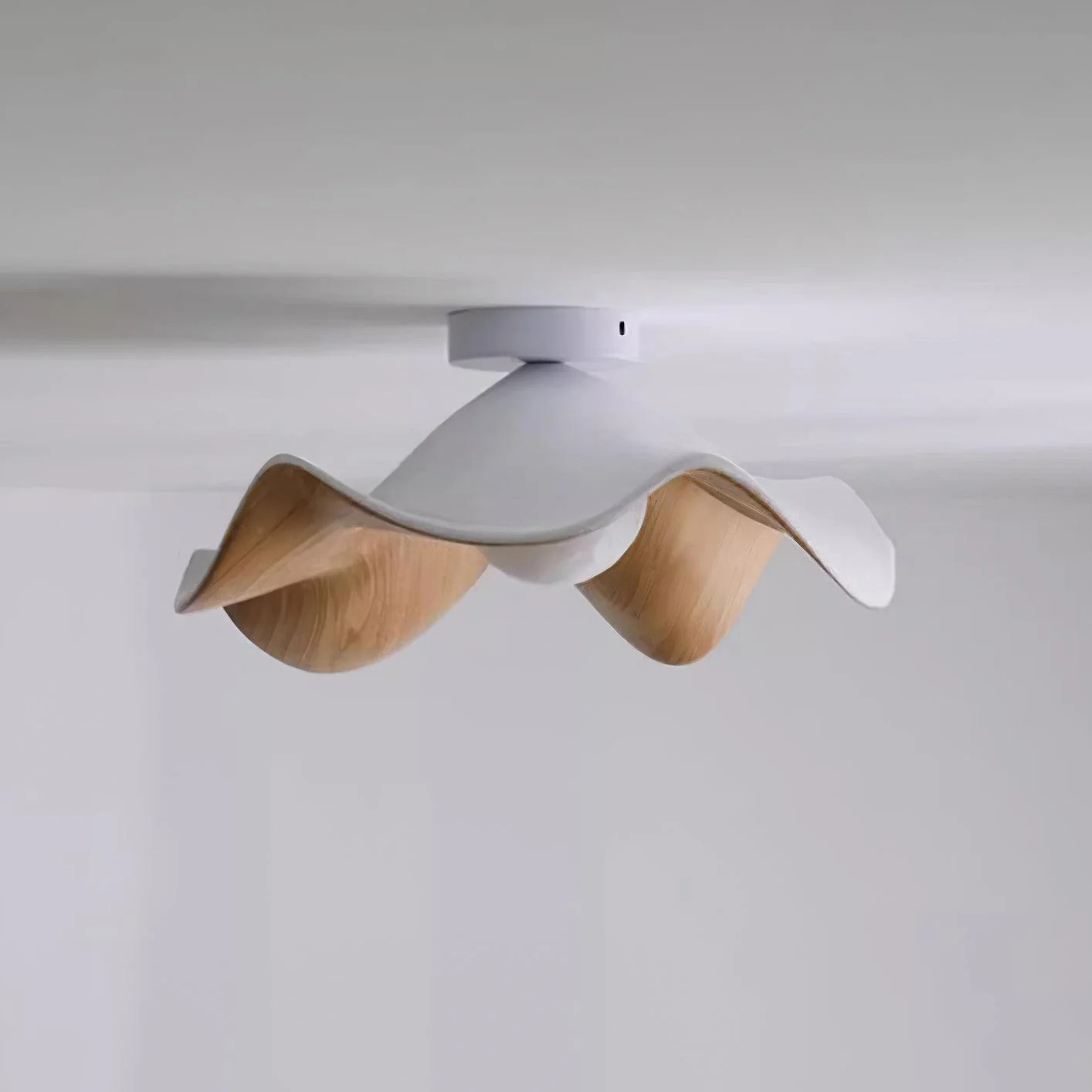 Carins Modern Unusual White Wood Ceiling Light Bedroom Dining Room