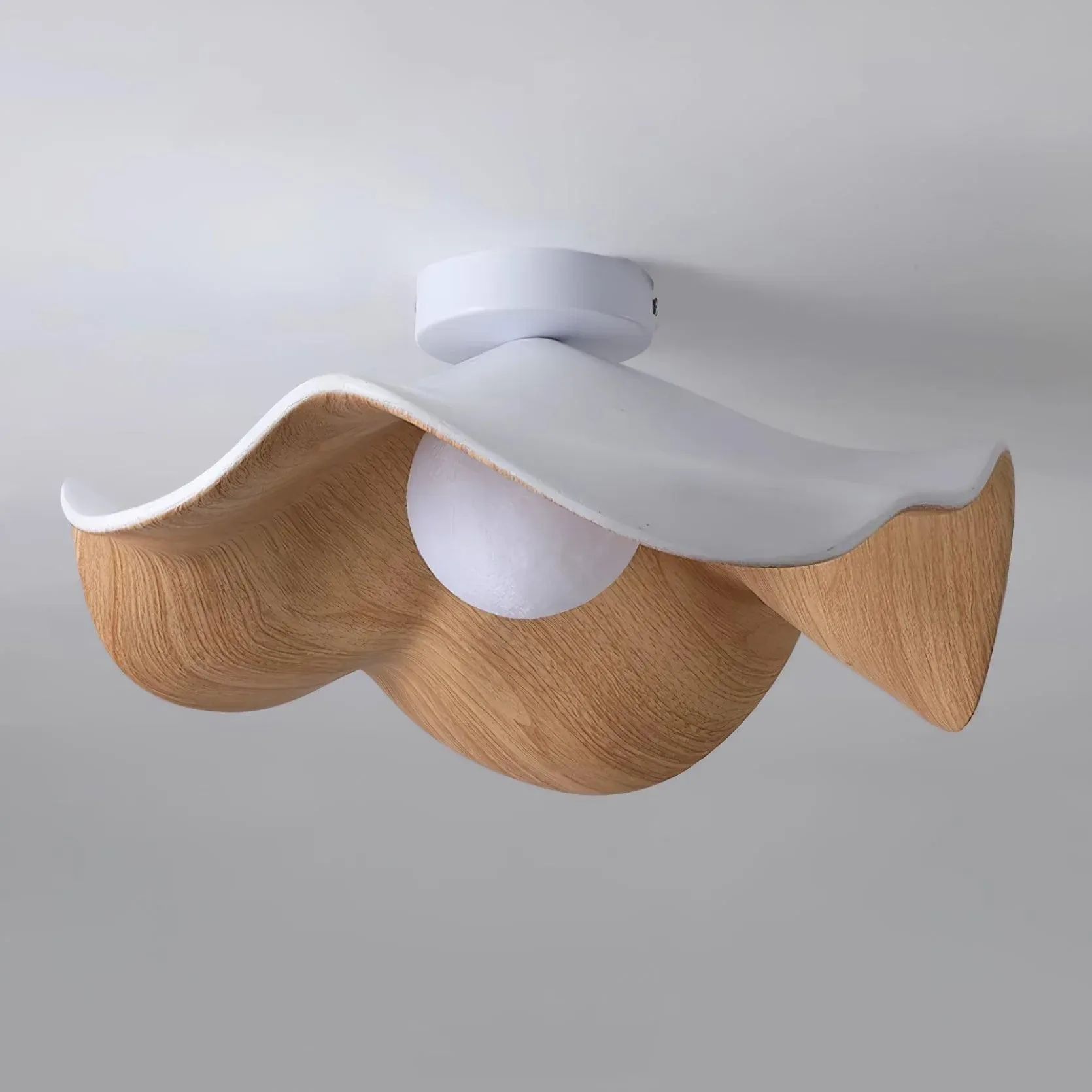 Carins Modern Unusual White Wood Ceiling Light Bedroom Dining Room