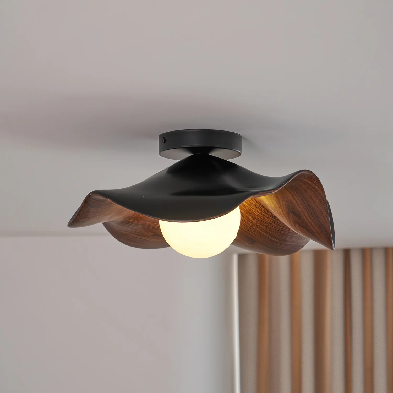 Carins Modern Unusual White Wood Ceiling Light Bedroom Dining Room