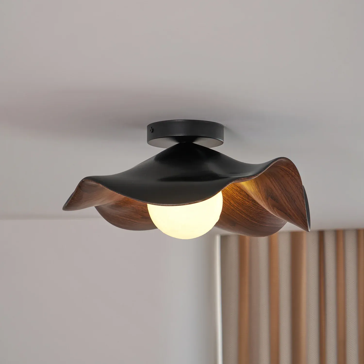 Carins Modern Unusual White Wood Ceiling Light Bedroom Dining Room