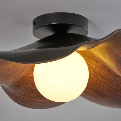 Modern Carins ceiling light detail with wood grain
