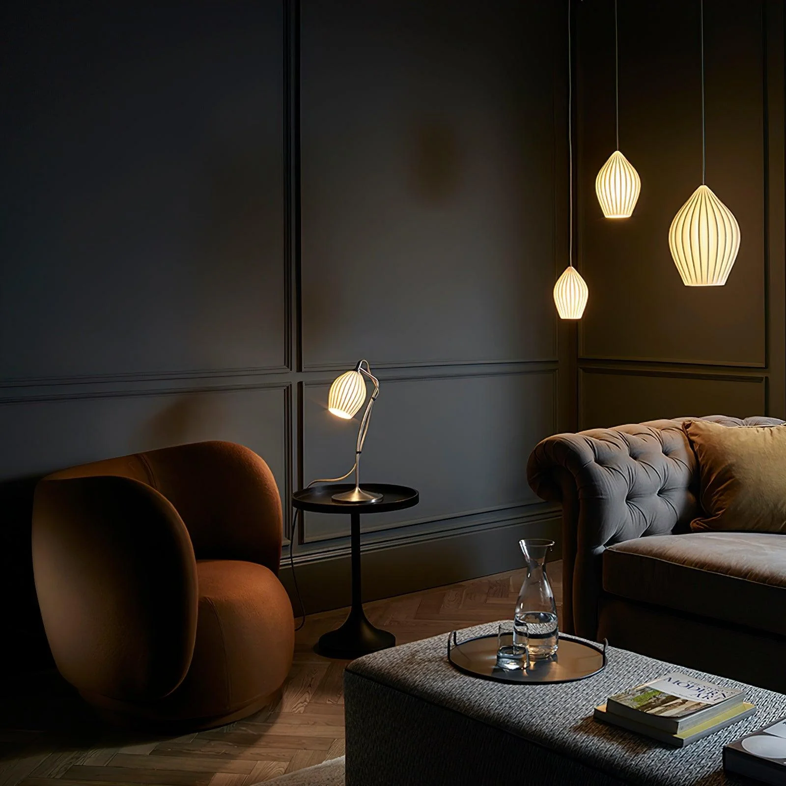 Ozawa Simplicity Ceramic Ribbed Pendant Light Bedroom