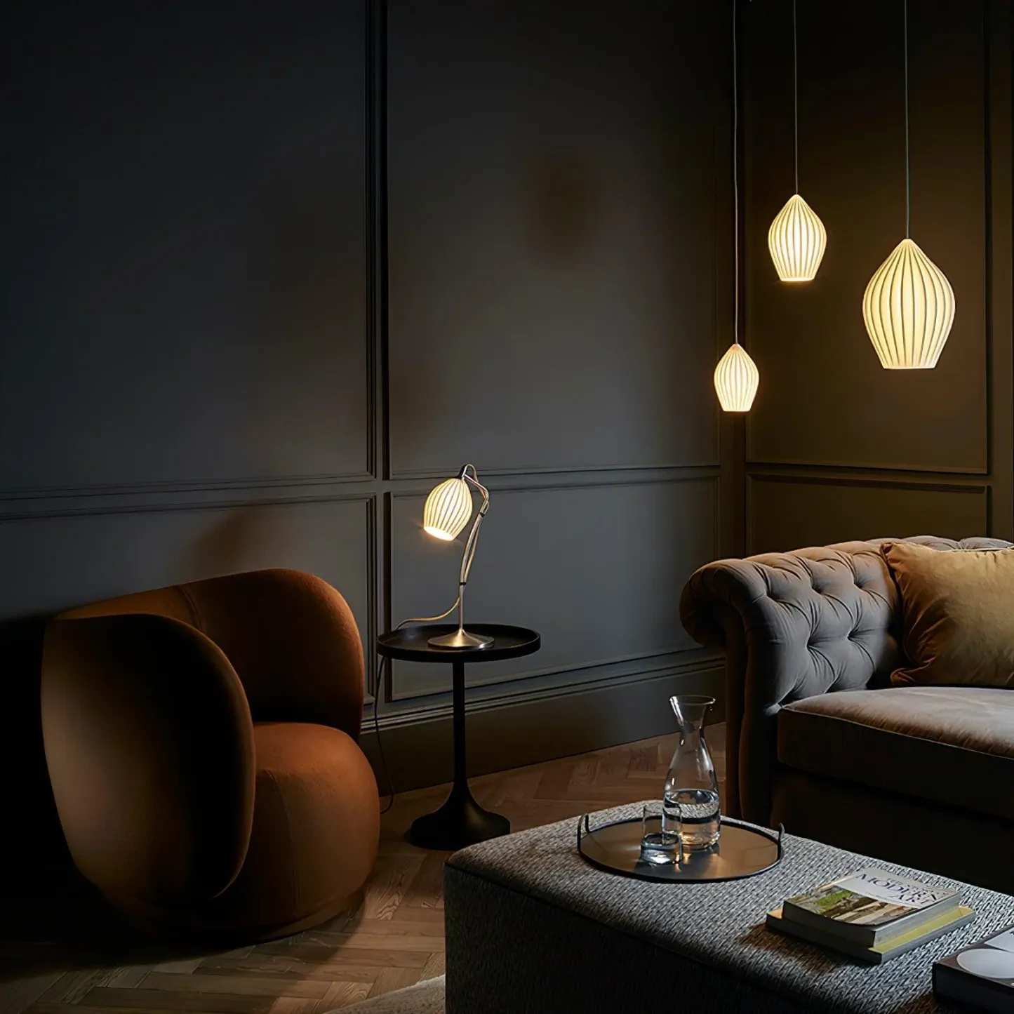 Ozawa Simplicity Ceramic Ribbed Pendant Light Bedroom