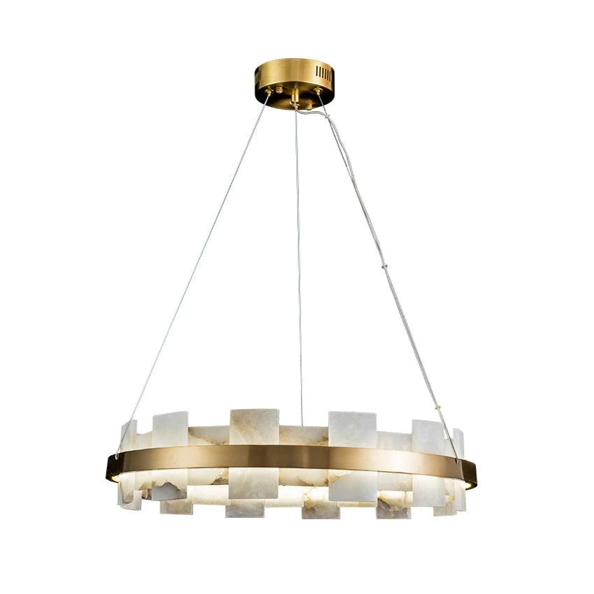 Valentina Gorgeous Ring Alabaster Brass Chandelier Living Room Bedroom