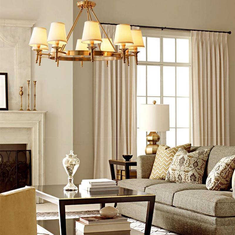 Alessio Antique Brass Linen Chandelier Bedroom Living Room