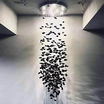 Marilyn Charcoal Gorgeous Metal Stone Chandelier Living Room Dining Room