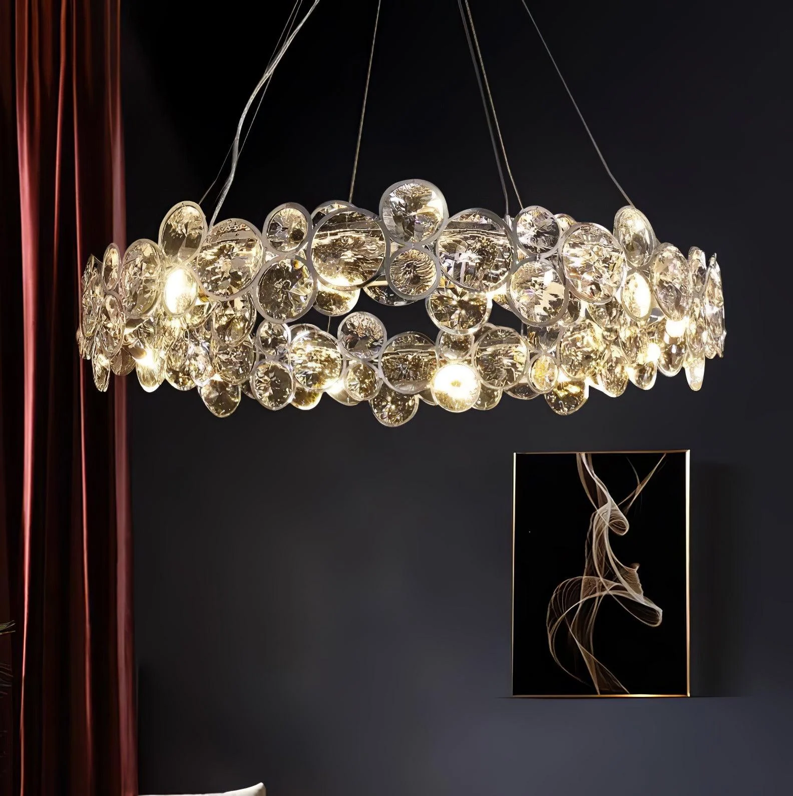 Marilyn Gorgeous Round Crystal Chandelier Dining Room Living Room