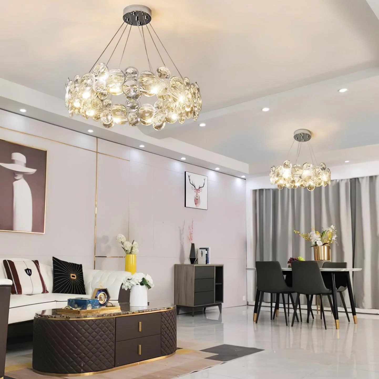 Marilyn Gorgeous Round Crystal Chandelier Dining Room Living Room