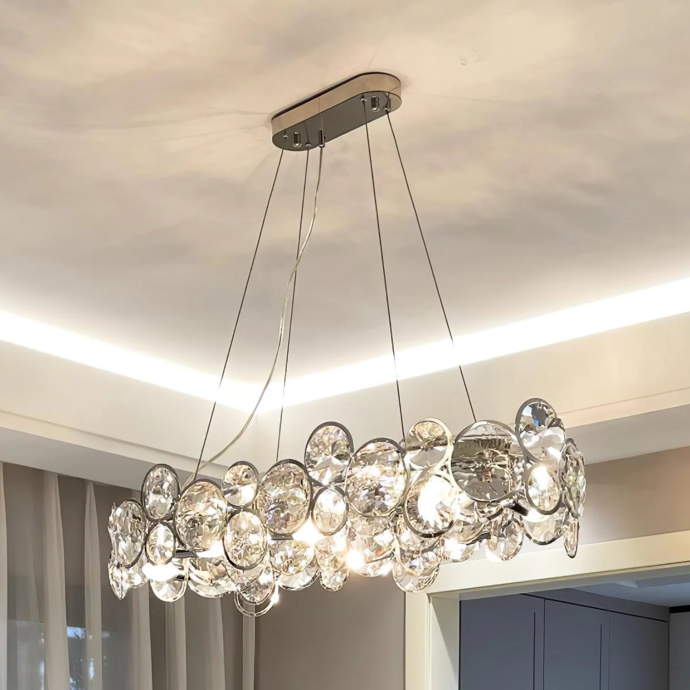 Marilyn Gorgeous Round Crystal Chandelier Dining Room Living Room
