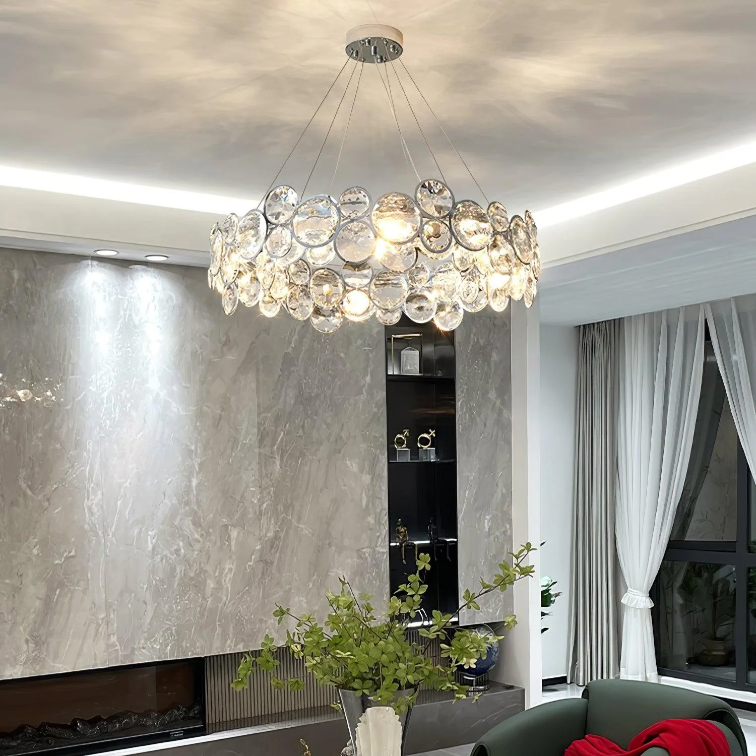 Marilyn Gorgeous Round Crystal Chandelier Dining Room Living Room