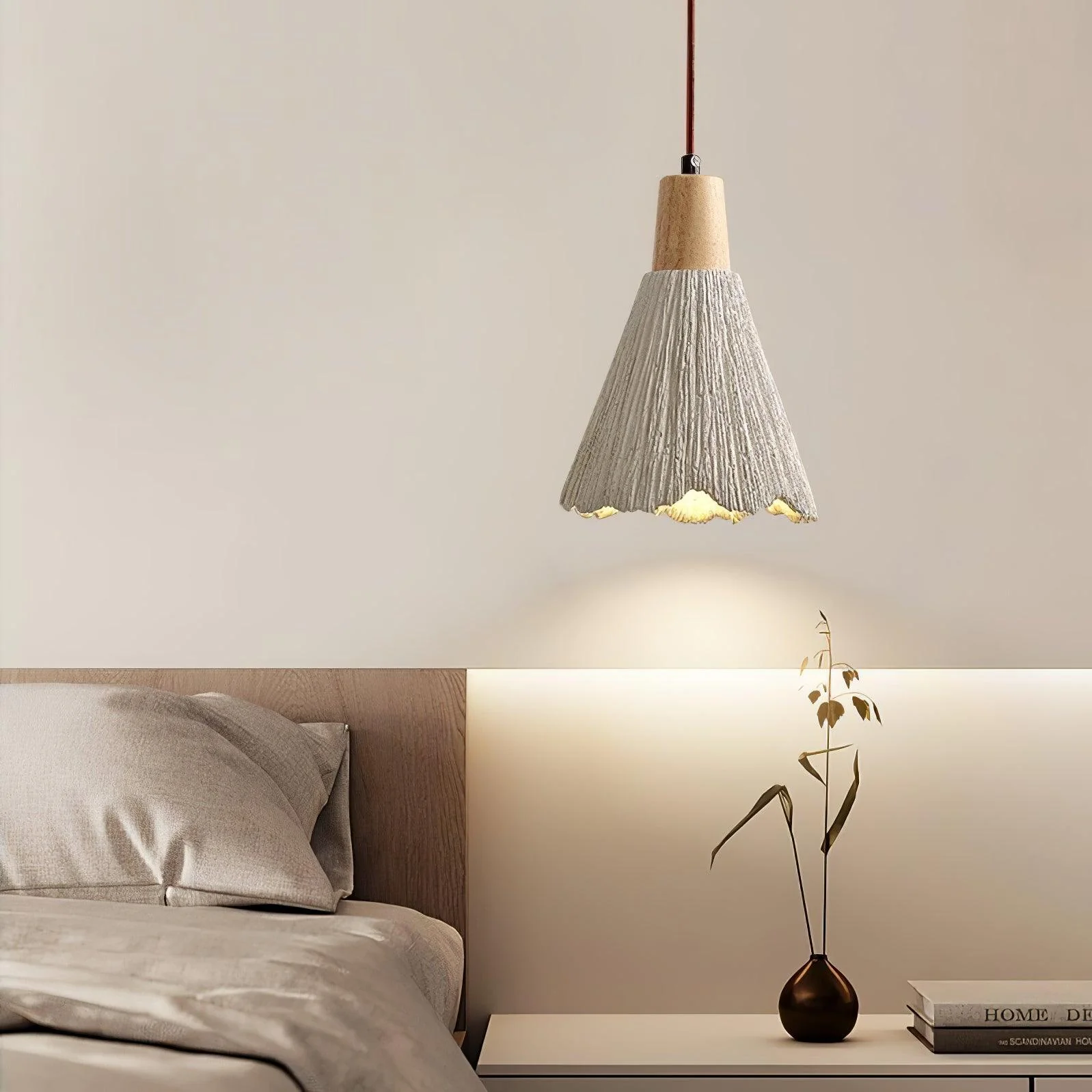 Byers Vintage Metal Wood Concrete Pendant Light Living Room Bedroom