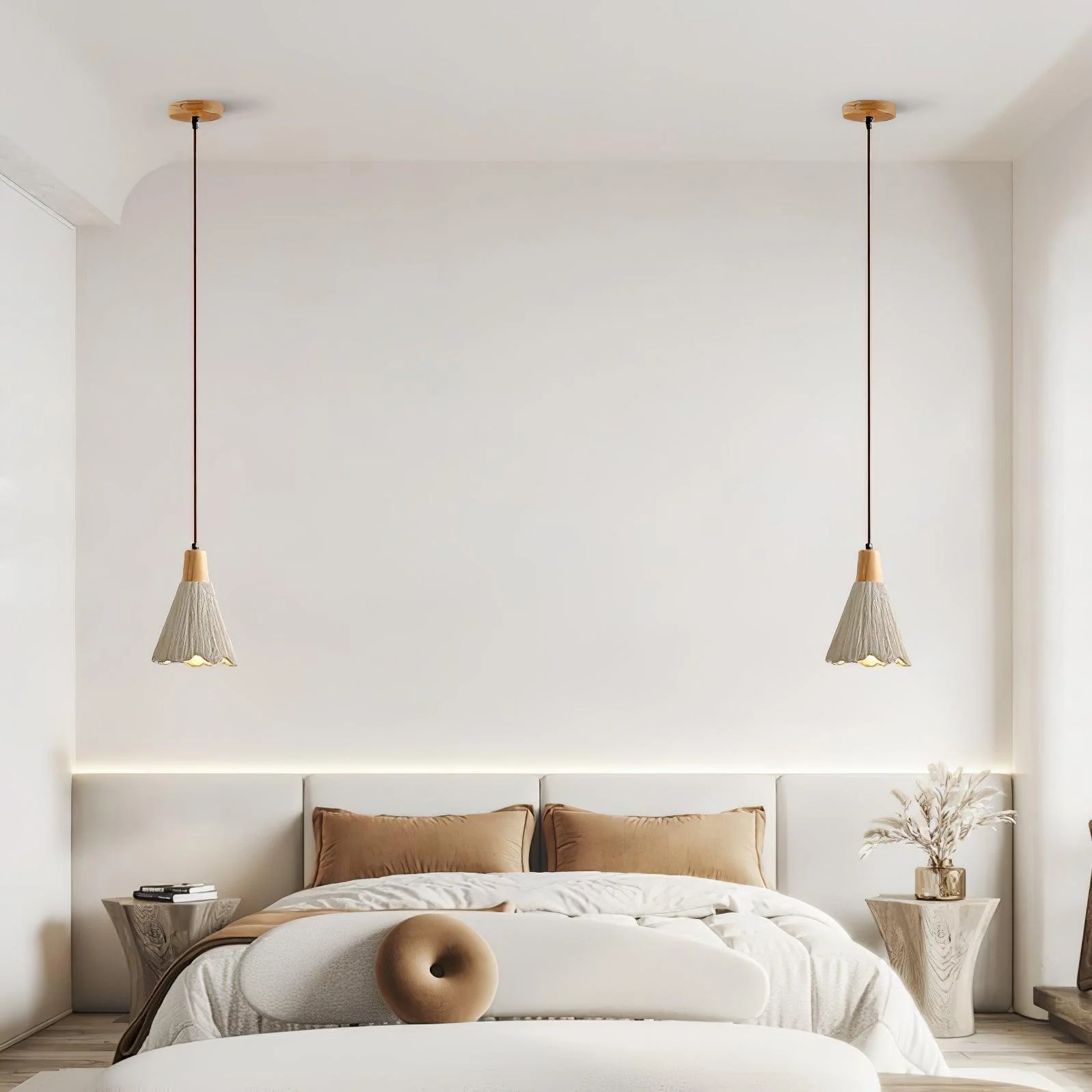 Byers Vintage Metal Wood Concrete Pendant Light Living Room Bedroom