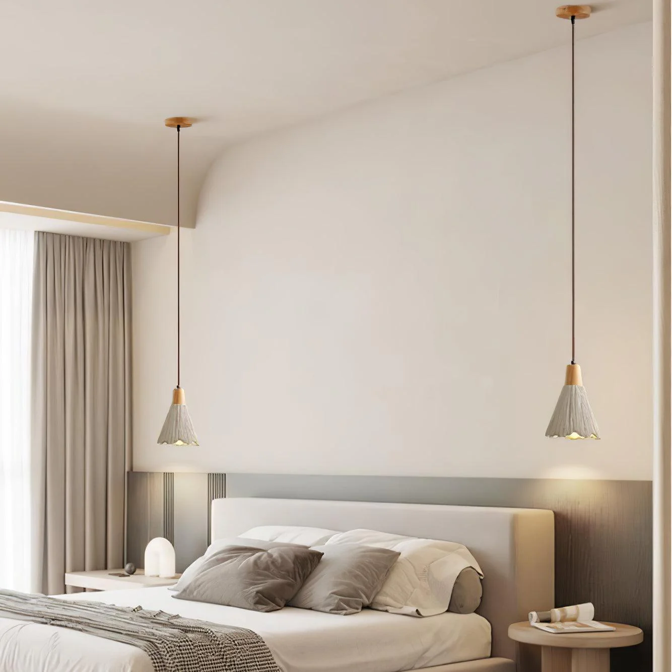 Byers Vintage Metal Wood Concrete Pendant Light Living Room Bedroom
