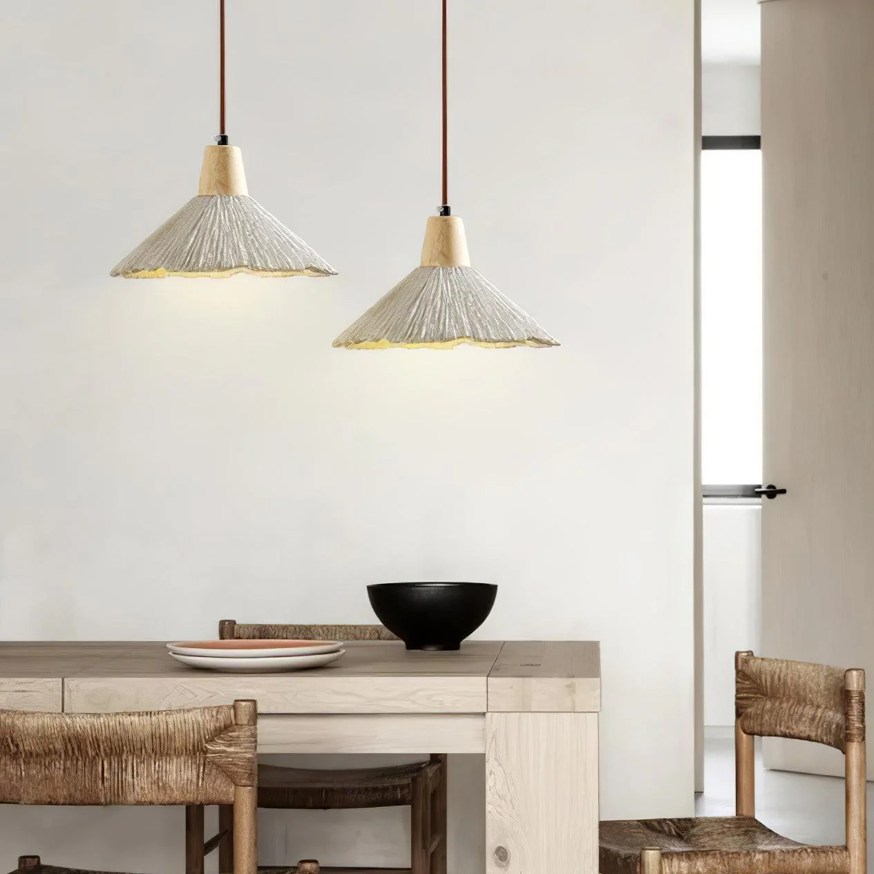 Byers Vintage Metal Wood Concrete Pendant Light Living Room Bedroom