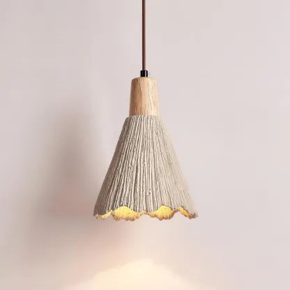 Byers Vintage Metal Wood Concrete Pendant Light Living Room Bedroom