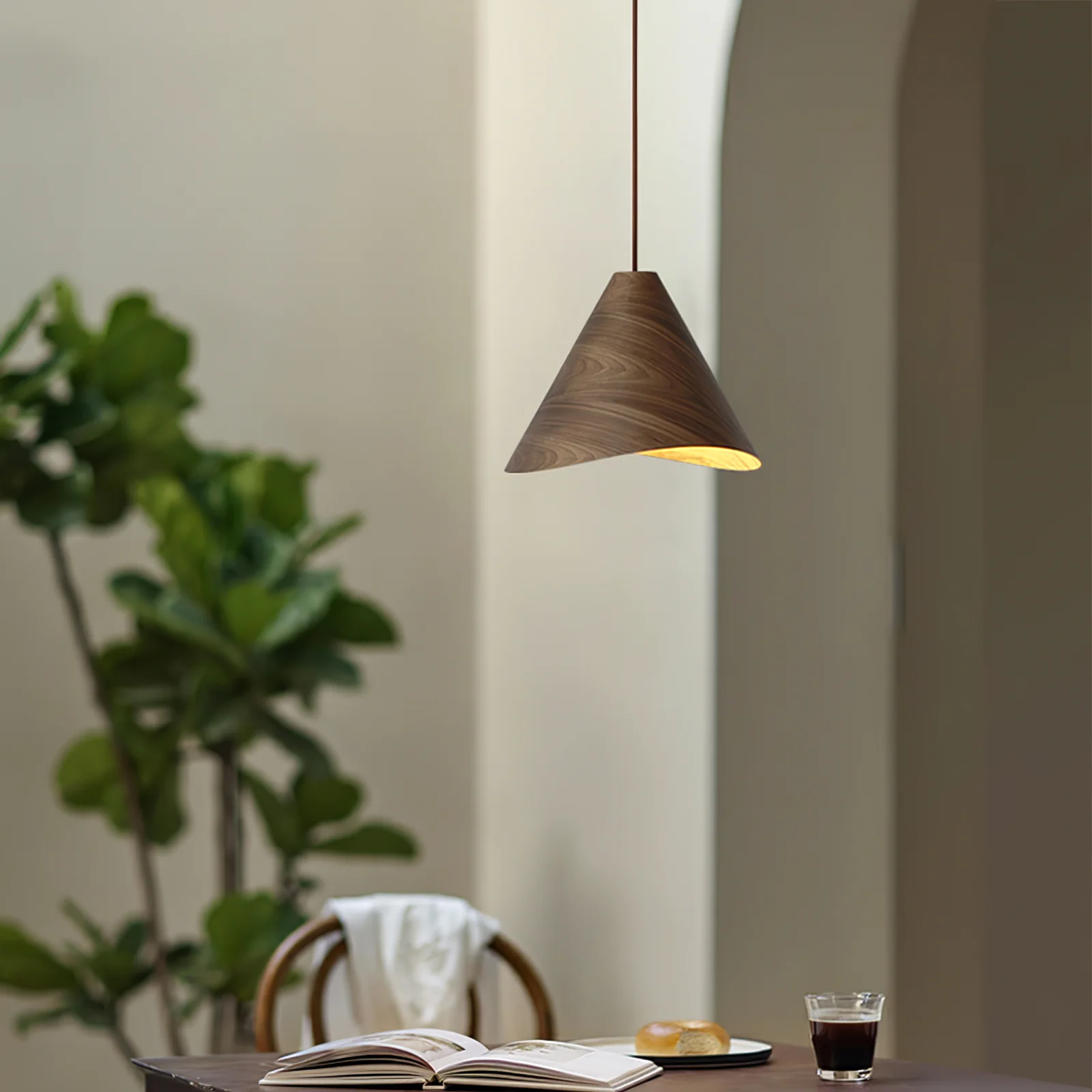 Muto Modern Conica Wood Pendant Light Dining Room Kitchen Island